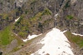 Eternal snow in the mountains in the summer