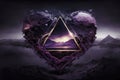 eternal triangle with heart in dark purple image romantic double exposure