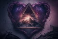 eternal triangle with heart in dark purple image romantic double exposure