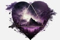 eternal triangle with heart in dark purple image romantic double exposure