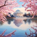 Eternal Tribute: Serene Beauty of the Jefferson Memorial Amid Cherry Blossoms