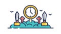 Eternity Clock: Time in Graveyard Vector Illustration, vector design Generative AI Royalty Free Stock Photo