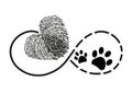 Eternity with finger print heart and dog paw prints symbol tattoo Royalty Free Stock Photo