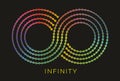 Eternity, infinity symbol with colorful dotted line. Vector illustration.