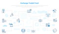 etf exchange traded fund concept with icon set template banner with modern blue color style