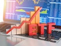 ETF exchange traded funds concept. Graph with ETF on the laptop Royalty Free Stock Photo