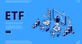 Etf isometric landing page, exchange traded fund