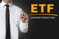 ETF is written by businessman background Royalty Free Stock Photo