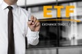 ETF is written by businessman background concept Royalty Free Stock Photo