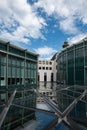 ETH university Centrum, Zurich, Switzerland. New glass building, rooftop, blue sky and dome in the background. No people Royalty Free Stock Photo