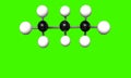 Propane Atom Model Formula: C3H8 Green Screen Royalty Free Stock Photo