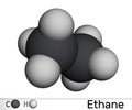 Ethane C2H6 molecule. Molecular model. 3D rendering