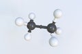 Ethane molecule, isolated molecular model. 3D rendering