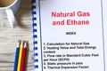 Ethane and natural gas calculation and lecture concept Royalty Free Stock Photo