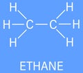 Ethane natural gas component molecule. Skeletal formula.