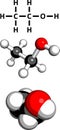 Ethanol (alcohol) molecule, chemical structure