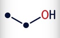 Ethanol, C2H5OH molecule. It is a primary alcohol, an alkyl alcohol. Skeletal chemical formula