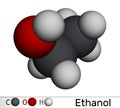 Ethanol, ethyl alcohol C2H5OH molecule. Molecular model. 3D rendering