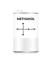 Vector metal liquid container can with alcohol methanol. Illustration of a chemical solvent. Royalty Free Stock Photo