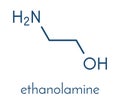 Ethanolamine 2-aminoethanol molecule. Skeletal formula.