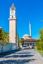 Ethem bey mosque and clock tower in Tirana, Albania Royalty Free Stock Photo