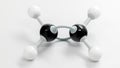 Ethene molecule model with white and black balls for chemistry c