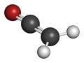 Ethenone or ketene molecule. 3D rendering. Atoms are represented as spheres with conventional color coding: hydrogen white,.