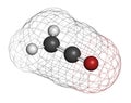 Ethenone or ketene molecule. 3D rendering. Atoms are represented as spheres with conventional color coding: hydrogen white,.