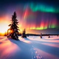aurora borealis, vibrant lights dancing in the night sky, ai generated