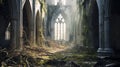 Ethereal Abandoned Church Ruin: Realistic Fictional Landscapes In High Resolution