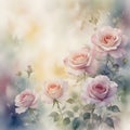 An ethereal abstract floral background with vibrant rose flowers in full bloom