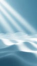 Ethereal abstract landscape of soft blue and white undulating forms with dramatic light rays shining from above creating a serene Royalty Free Stock Photo