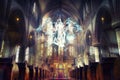 Unseen Reality. Angel Hovering in the Church. Royalty Free Stock Photo