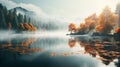 Ethereal Autumn Lake: A Serene Journey Through Nature\'s Palette