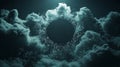 Ethereal background of cloud computing with interconnected clouds, data and connectivity.