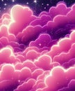 Ethereal background of formations of pink clouds and twinkling stars Royalty Free Stock Photo