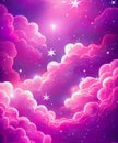 Ethereal background of formations of pink clouds and twinkling stars Royalty Free Stock Photo