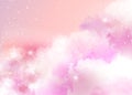 Ethereal background of pink clouds and stars