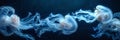 Ethereal ballet of glowing jellyfish in ocean depths, photorealistic cinematic shot