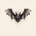 Ethereal Bat Drawing With Tattoo: Minimalist One-line Artboard Print