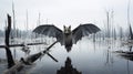 Ethereal Bat: Hyperrealistic Animal Portrait In A Chilling Swamp