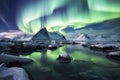 Mountains Aglow: The Aurora\'s Ethereal Touch. Generative AI