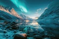 The Ethereal Beauty of the Northern Lights at Night. AI Generated