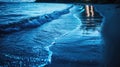 Ethereal bioluminescent beach aglow with serene, magical twilight