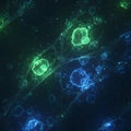 Ethereal Biostructure and Glowing Microscopic Organisms Royalty Free Stock Photo