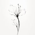 Ethereal Black And White Flower Silhouette: Minimalistic And Delicate Line Drawing