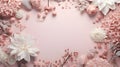 Refined Elegance Floral Arrangement Mockup with Soft Pink and Grey Tones. Generative Ai