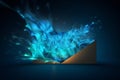 Ethereal Blue Energy Burst with Abstract Typography