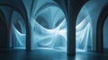 Ethereal Blue Light Installation in Architectural Space Royalty Free Stock Photo