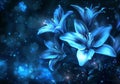 Ethereal Blue Lilies in a Mystical Setting